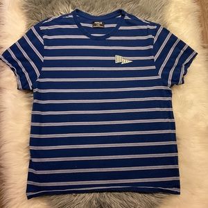 Hurley Men’s Short sleeve T-shirt Size Large Navy Blue with Grey White Stripes